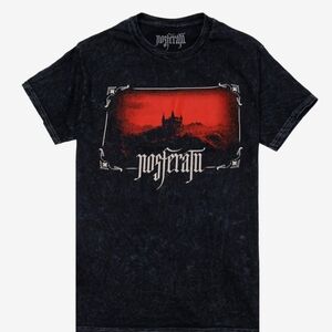 Nosferatu Mineral Wash Graphic Tee with Red Castle Print - Men